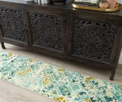 Danae Teal & Beige Geometric Area Rug, (2' X 8') -DHP Sales Store 810600904 A0 4 1