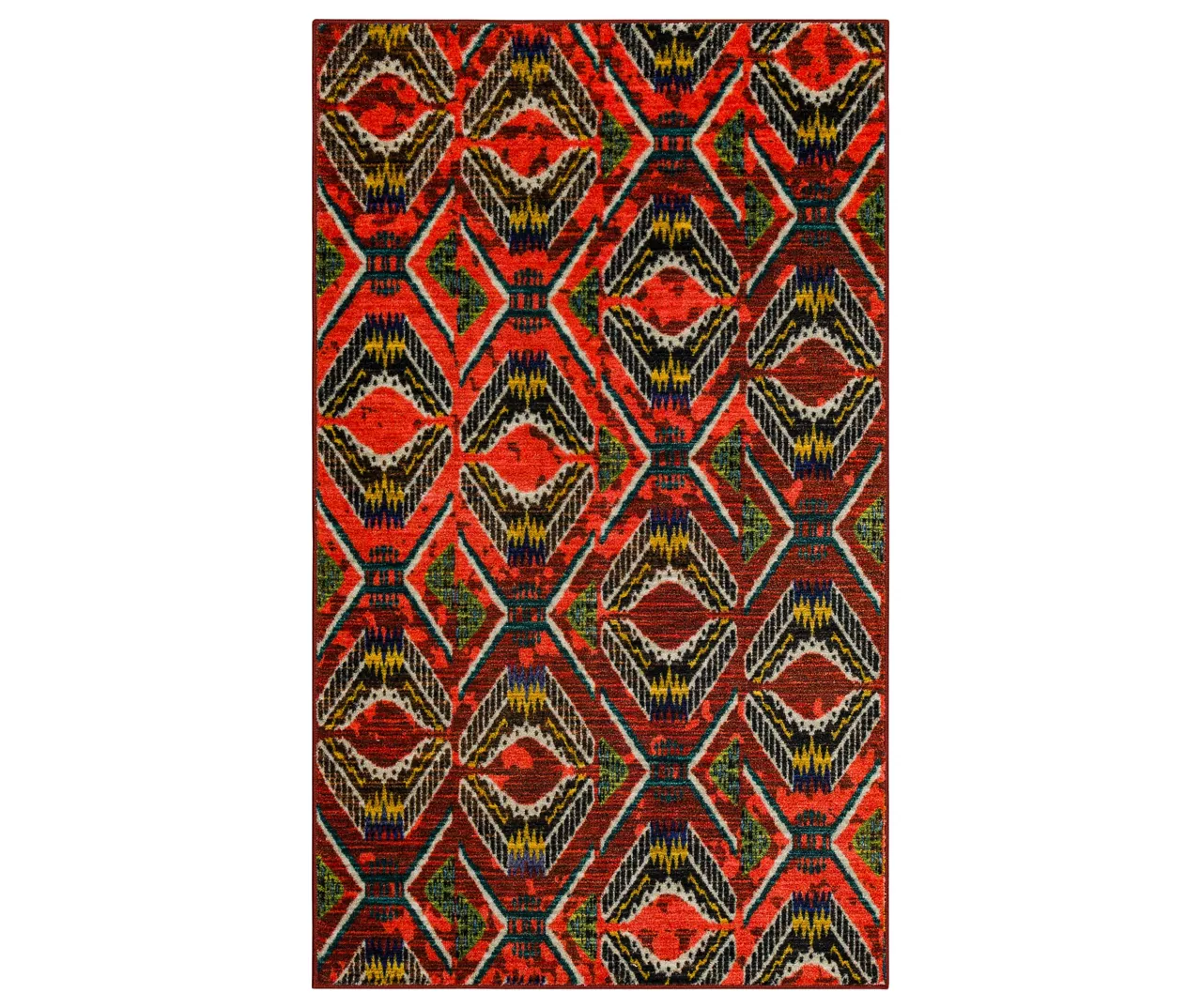 Celinda Red & Black Geo Area Rug, (3' X 5') 3 Celinda Red & Black Geo Area Rug, (3' X 5')