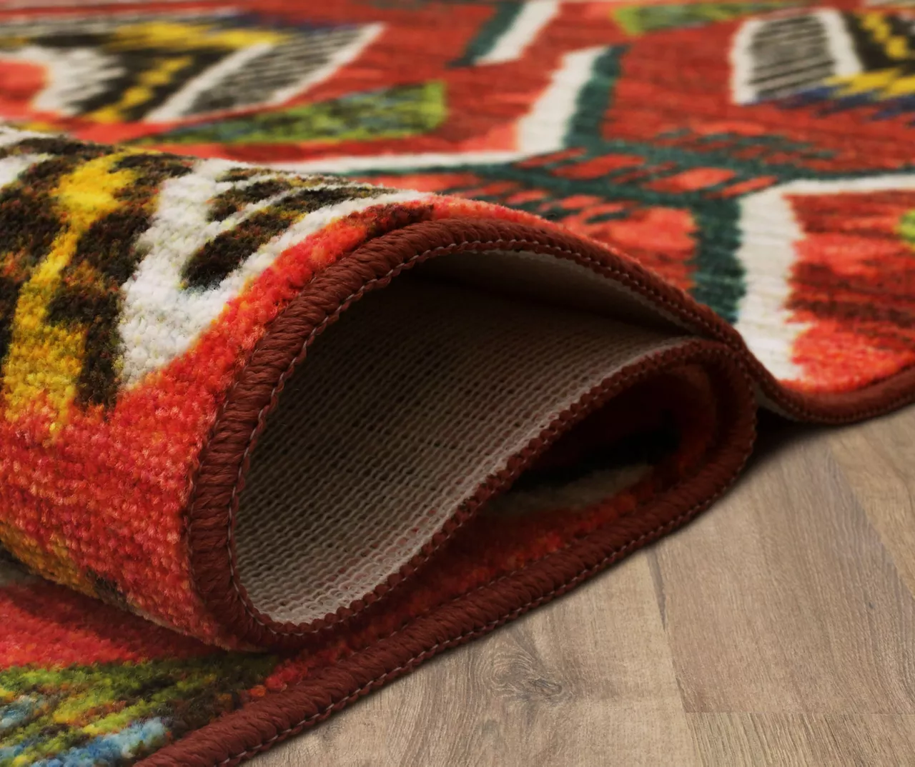 Celinda Red & Black Geo Area Rug, (3' X 5') 10 Celinda Red & Black Geo Area Rug, (3' X 5') - Image 8