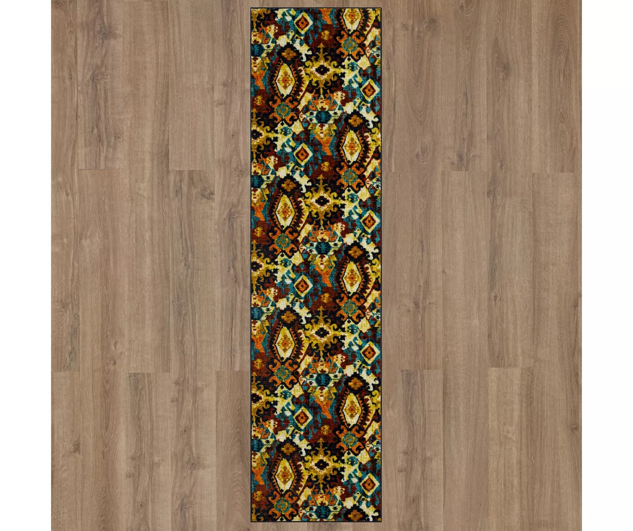 Blue & Brown Geometric Diamond Area Rug, (2.5' X 10') 6 Blue & Brown Geometric Diamond Area Rug, (2.5' X 10') - Image 4