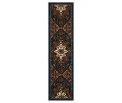 Tethys Navy & Brown Ornamental Area Rug, (2' X 8')