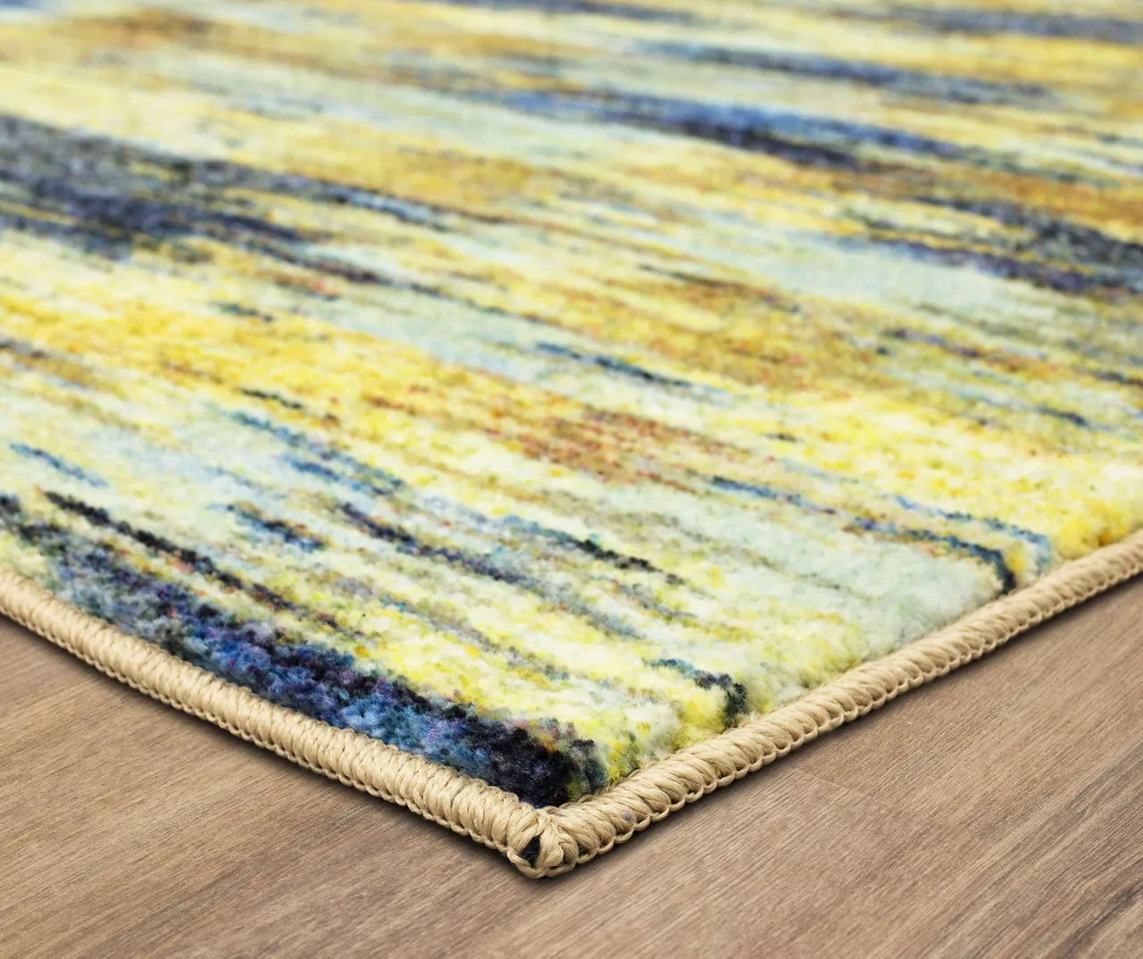 Warrick Tan & Blue Abstract Area Rug, (5' X 8') 4 Warrick Tan & Blue Abstract Area Rug, (5' X 8') - Image 2