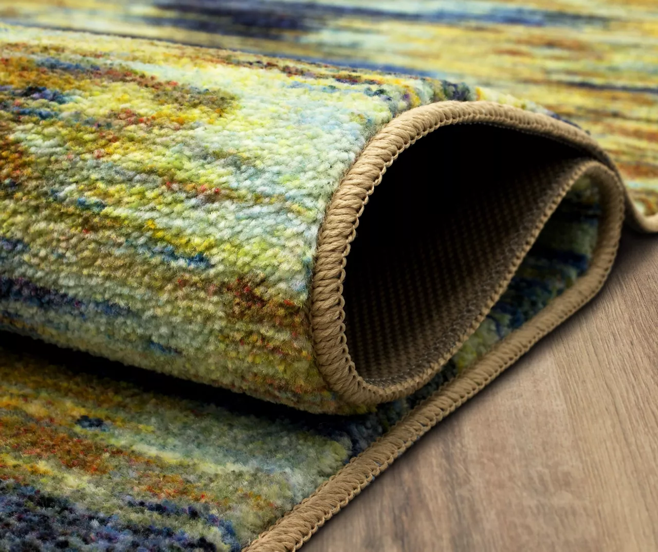 Warrick Tan & Blue Abstract Area Rug, (5' X 8') 11 Warrick Tan & Blue Abstract Area Rug, (5' X 8') - Image 9