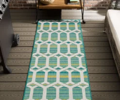 Cabana Teal & Green Geometric Outdoor Area Rug, (2.5' X 6') -DHP Sales Store 810601053 A0 3