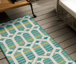 Cabana Teal & Green Geometric Outdoor Area Rug, (2.5' X 6') -DHP Sales Store 810601053 A0 4