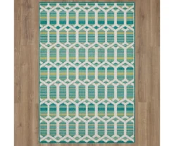 Cabana Teal & Green Geometric Outdoor Area Rug, (4' X 5.5') -DHP Sales Store 810601054 A0 2