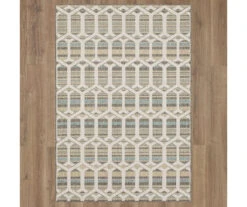Cabana Light Gray & Turquoise Geometric Outdoor Area Rug, (4' X 5.5') -DHP Sales Store 810601061 A0 2