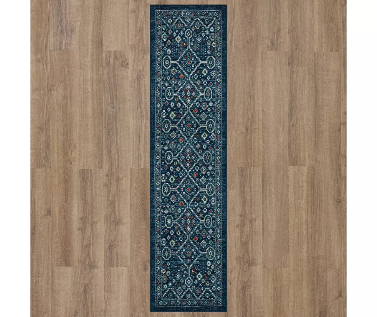 Metis Navy & Green Geometric Area Rug, (2' X 8') 6 Metis Navy & Green Geometric Area Rug, (2' X 8') - Image 4