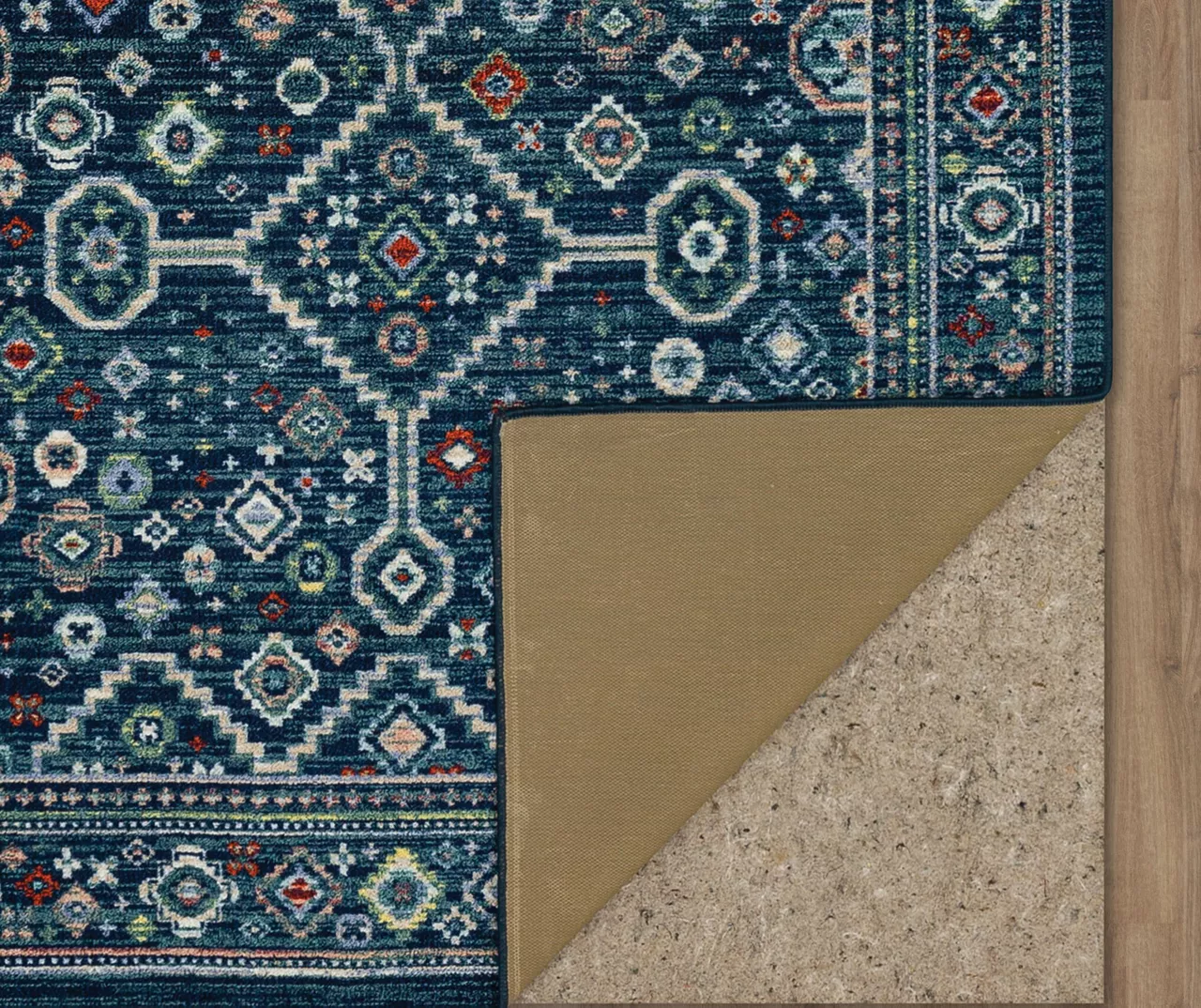 Metis Navy & Green Geometric Area Rug, (2' X 8') 5 Metis Navy & Green Geometric Area Rug, (2' X 8') - Image 3