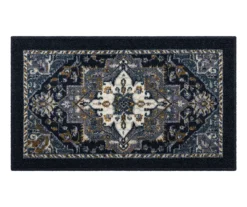 Tethys Navy & Charcoal Ornamental Accent Rug, (20" X 34")