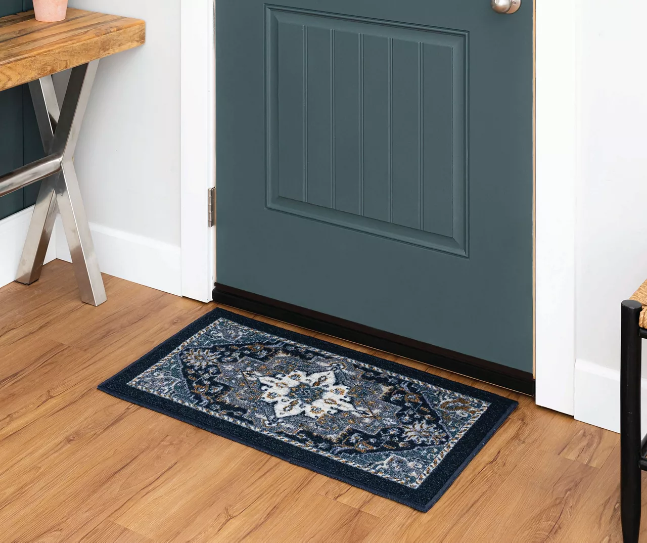Tethys Navy & Charcoal Ornamental Accent Rug, (20" X 34") 7 Tethys Navy & Charcoal Ornamental Accent Rug, (20" X 34") - Image 5