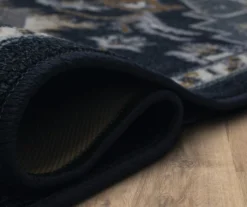 Tethys Navy & Charcoal Ornamental Accent Rug, (20" X 34") 17 Tethys Navy & Charcoal Ornamental Accent Rug, (20" X 34") -DHP Sales Store 810601110 A8 5