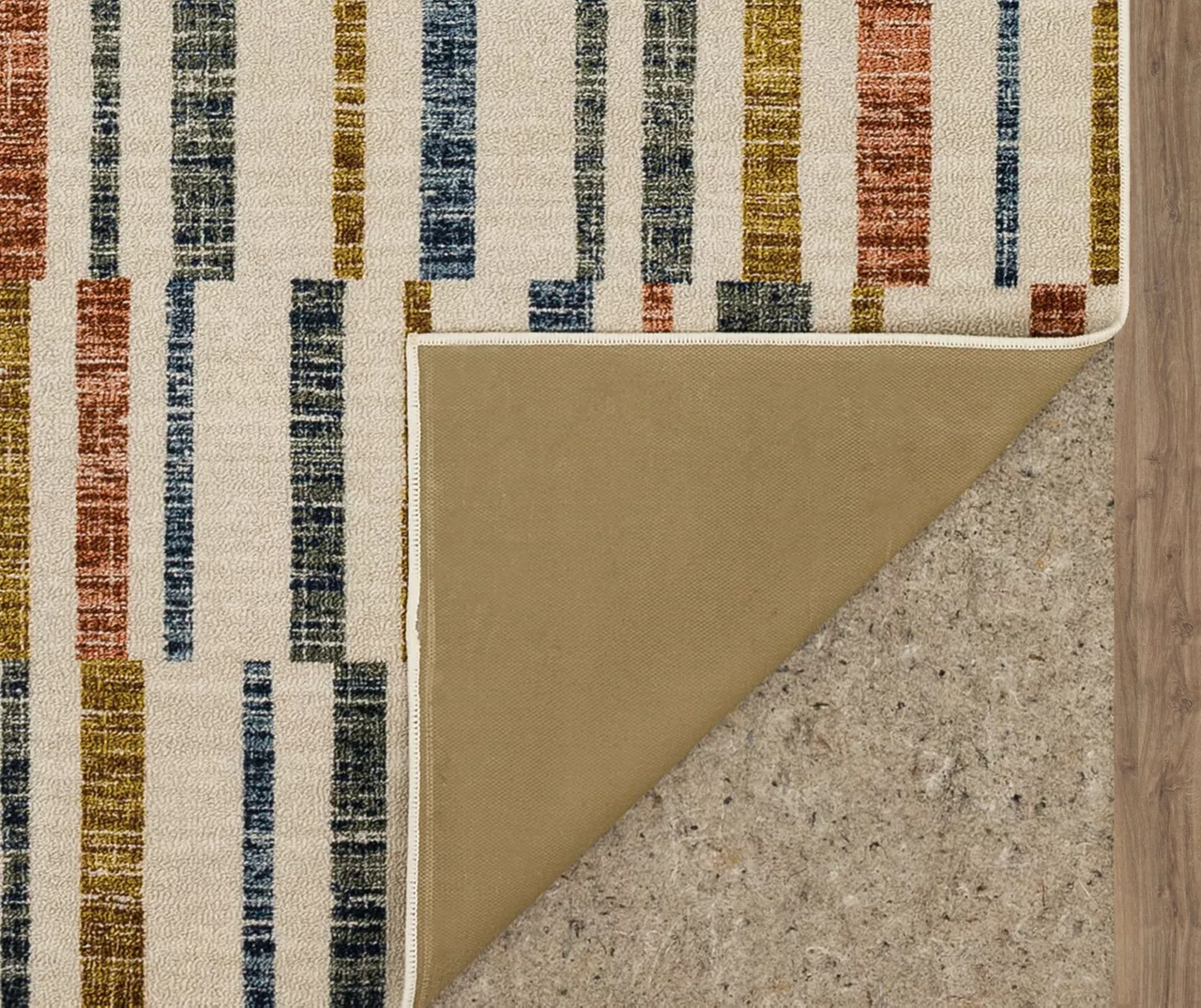 Tilton Beige & Multi-Color Block Pattern Area Rug, (2' X 8') 6 Tilton Beige & Multi-Color Block Pattern Area Rug, (2' X 8') - Image 4