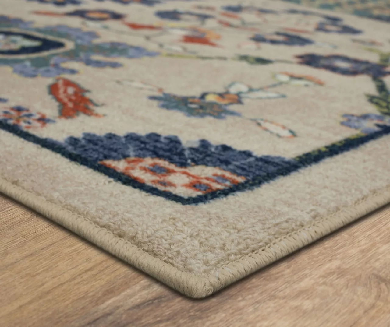 Queensbury Beige & Navy Ornamental Floral Area Rug, (2' X 8') 4 Queensbury Beige & Navy Ornamental Floral Area Rug, (2' X 8') - Image 2