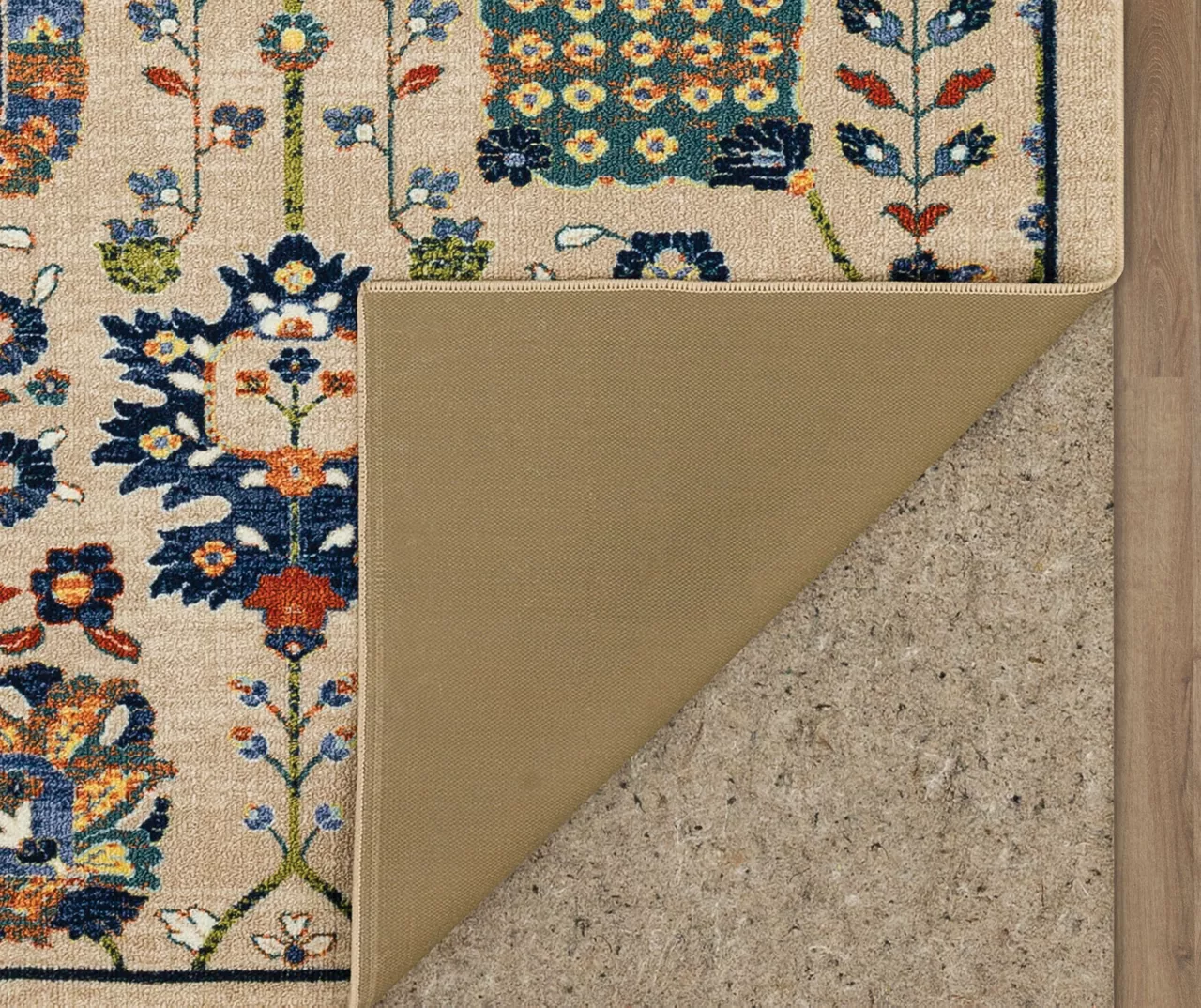 Queensbury Beige & Navy Ornamental Floral Area Rug, (2' X 8') 5 Queensbury Beige & Navy Ornamental Floral Area Rug, (2' X 8') - Image 3