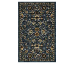 Bay Hill Navy & Brown Floral Area Rug, (5' X 8')