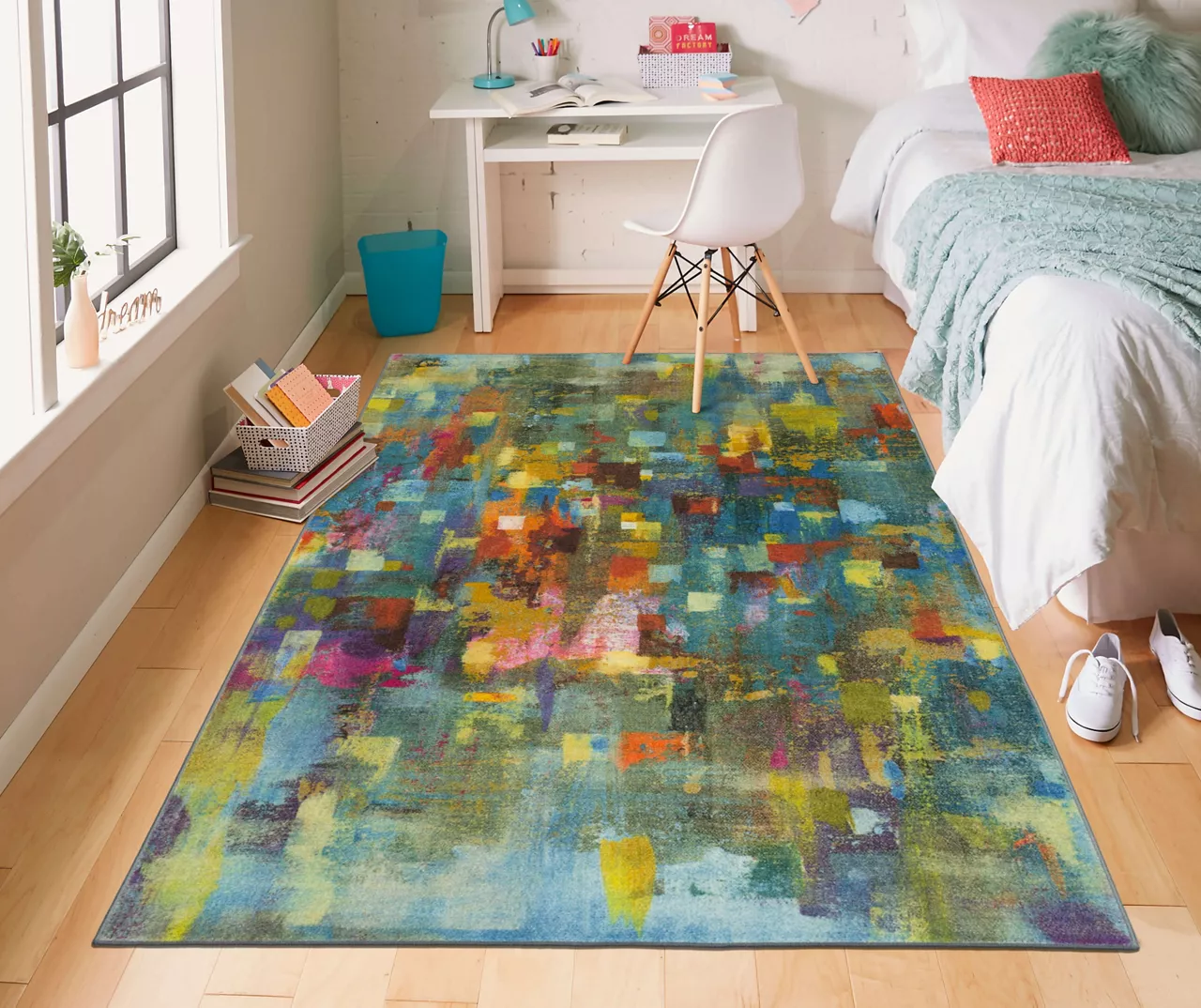 Confetti Canvas Blue & Multi-Color Abstract Area Rug, (5' X 8') 8 Confetti Canvas Blue & Multi-Color Abstract Area Rug, (5' X 8') - Image 6