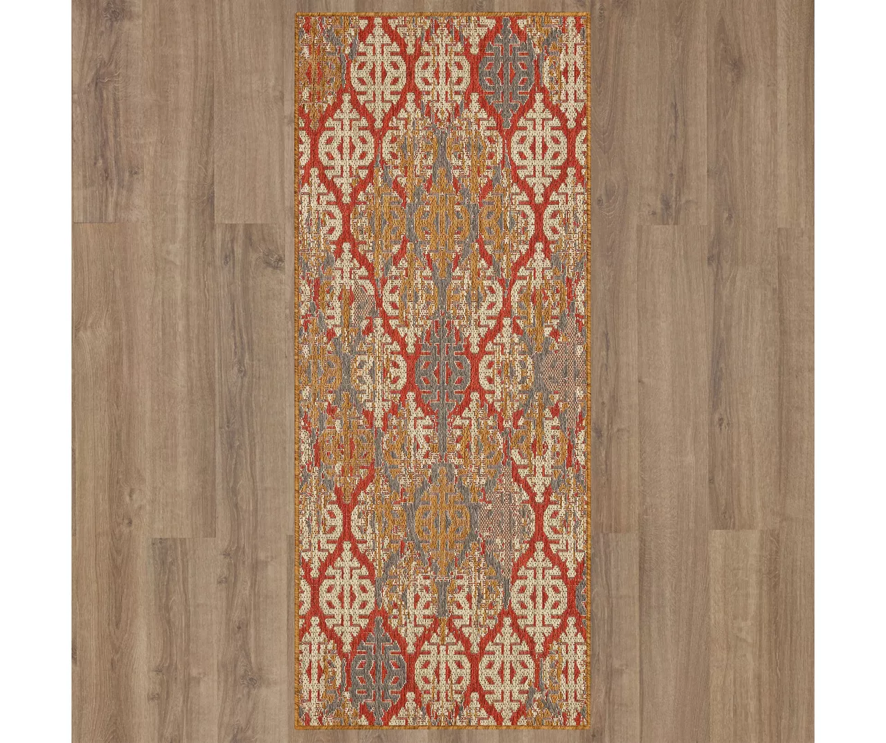 Paradise Grove Rust & Gray Arabesque Outdoor Area Rug, (2.5' X 6') 6 Paradise Grove Rust & Gray Arabesque Outdoor Area Rug, (2.5' X 6') - Image 4