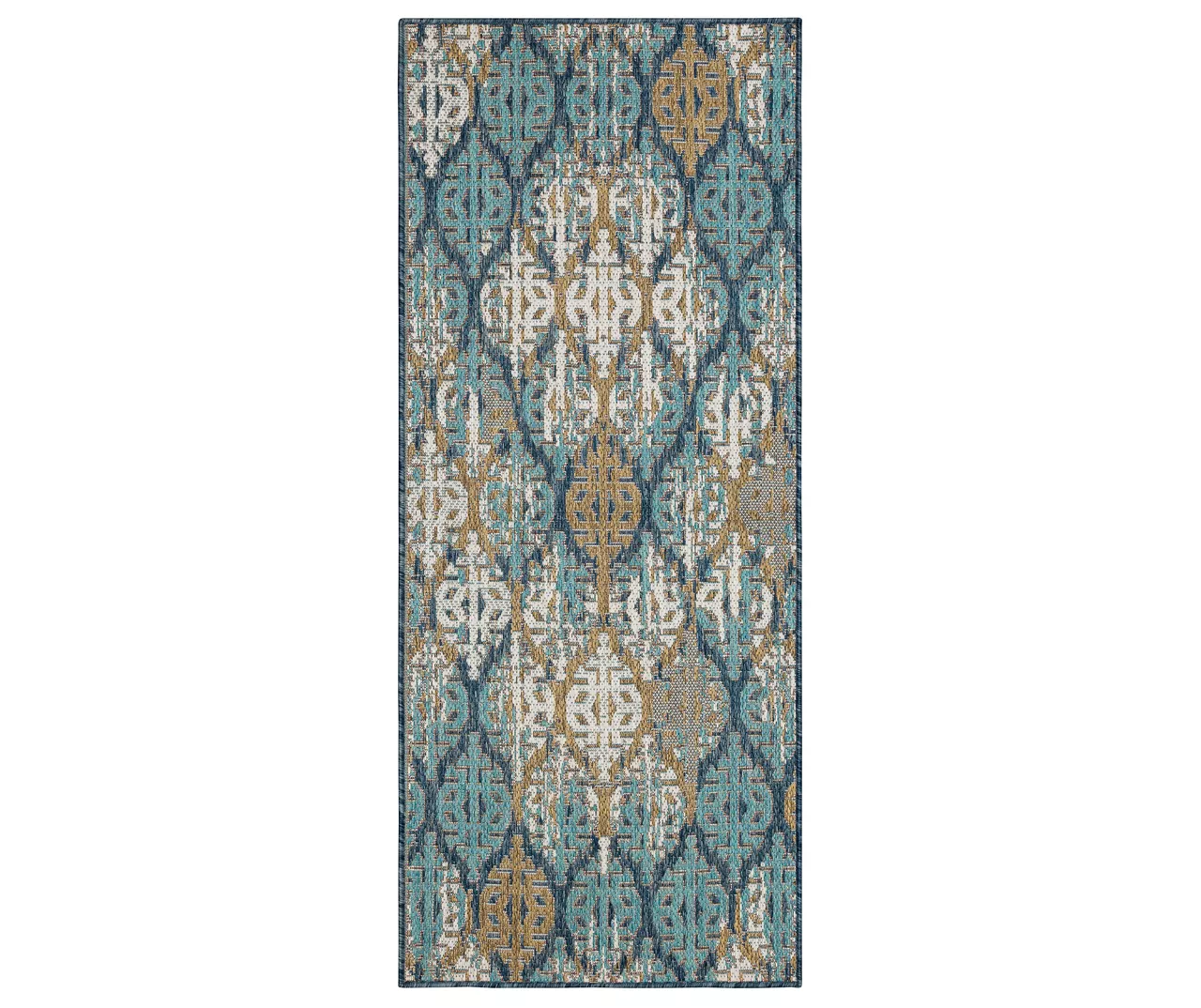 Paradise Grove Blue & Brown Arabesque Outdoor Area Rug, (2.5' X 6') 3 Paradise Grove Blue & Brown Arabesque Outdoor Area Rug, (2.5' X 6')