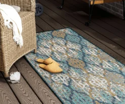 Paradise Grove Blue & Brown Arabesque Outdoor Area Rug, (2.5' X 6') 15 Paradise Grove Blue & Brown Arabesque Outdoor Area Rug, (2.5' X 6') -DHP Sales Store 810601171 A0 3