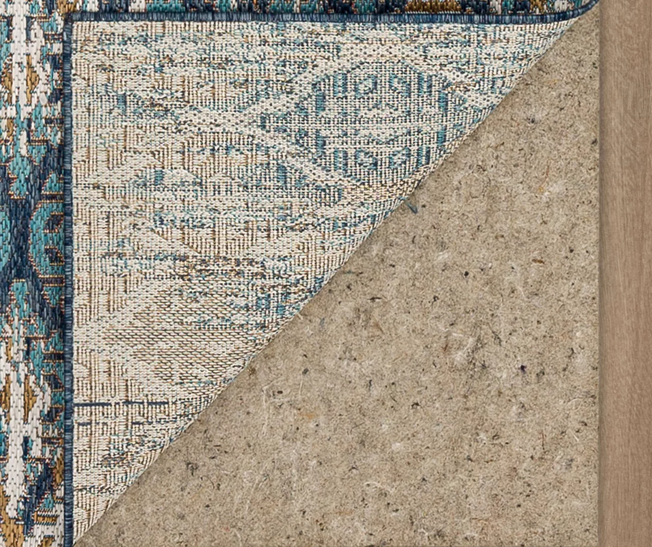 Paradise Grove Blue & Brown Arabesque Outdoor Area Rug, (2.5' X 6') 6 Paradise Grove Blue & Brown Arabesque Outdoor Area Rug, (2.5' X 6') - Image 4