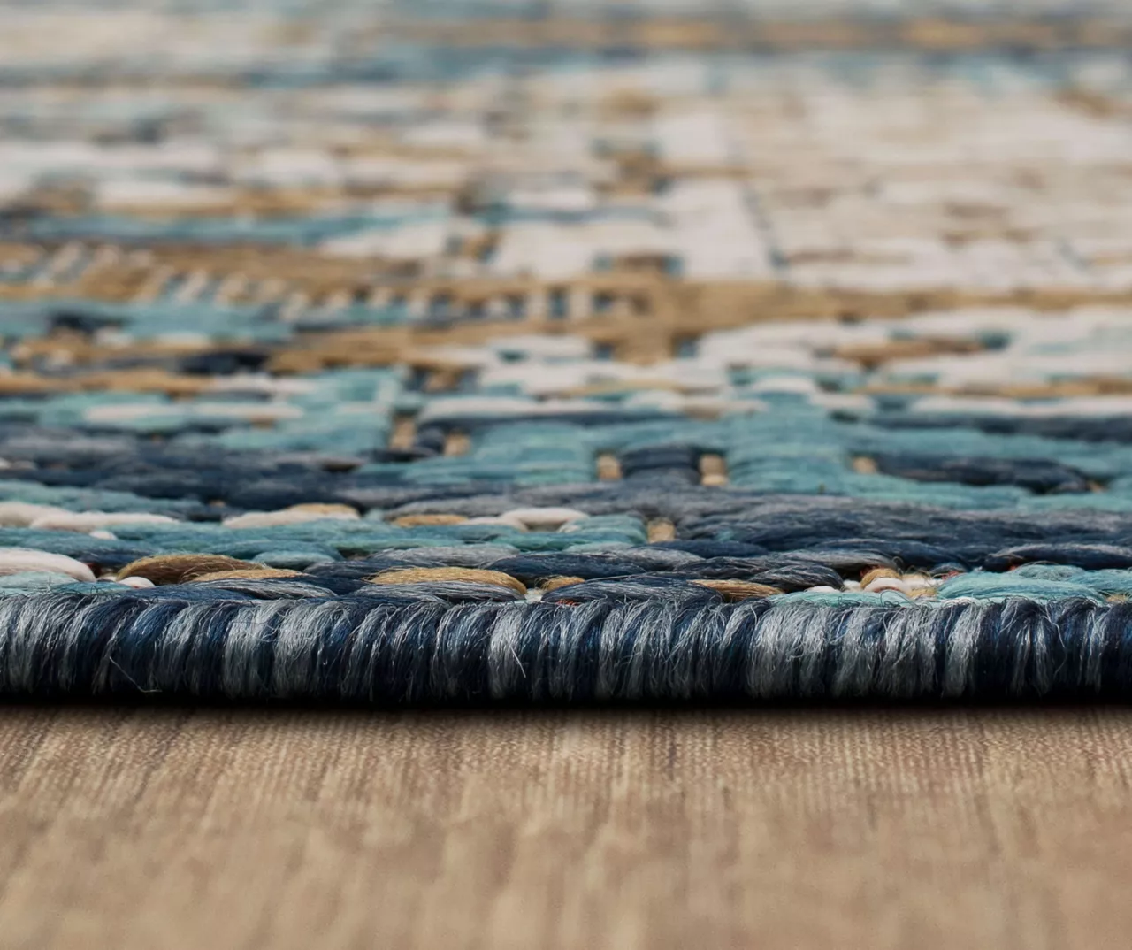 Paradise Grove Blue & Brown Arabesque Outdoor Area Rug, (2.5' X 6') 10 Paradise Grove Blue & Brown Arabesque Outdoor Area Rug, (2.5' X 6') - Image 8