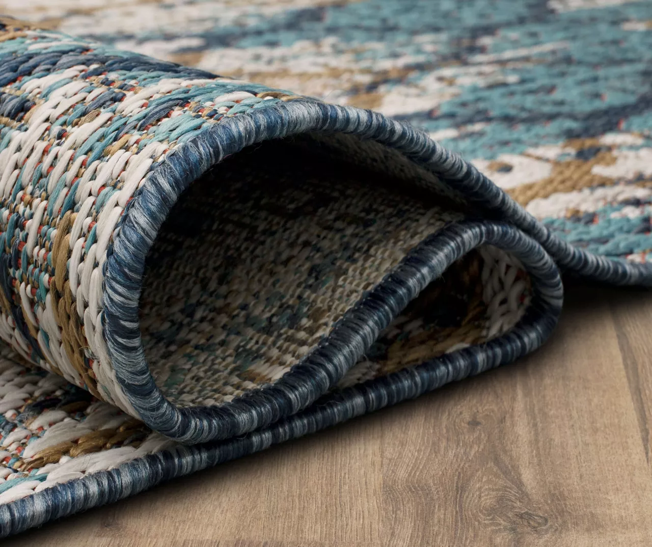 Paradise Grove Blue & Brown Arabesque Outdoor Area Rug, (2.5' X 6') 11 Paradise Grove Blue & Brown Arabesque Outdoor Area Rug, (2.5' X 6') - Image 9