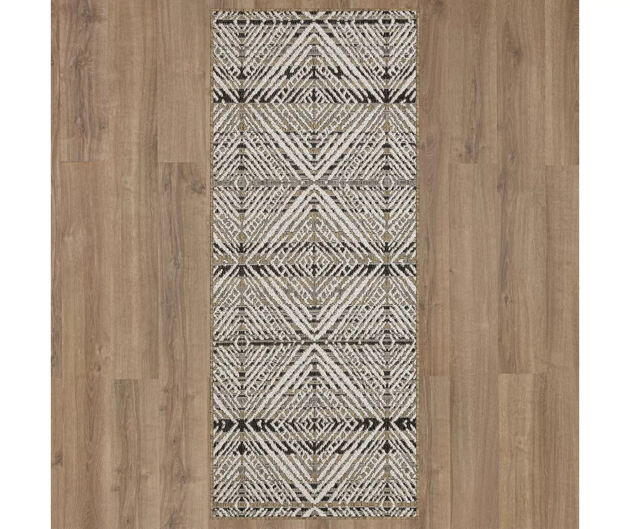 Poolside Diamond Dark Gray & Ivory Outdoor Area Rug, (2.5' X 6') 5 Poolside Diamond Dark Gray & Ivory Outdoor Area Rug, (2.5' X 6') - Image 3