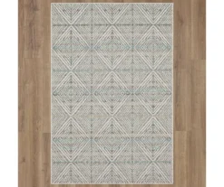 Poolside Diamond Light Gray & Turquoise Outdoor Area Rug, (5' 3" X 7.5') 13 Poolside Diamond Light Gray & Turquoise Outdoor Area Rug, (5' 3" X 7.5') -DHP Sales Store 810601185 A0 2