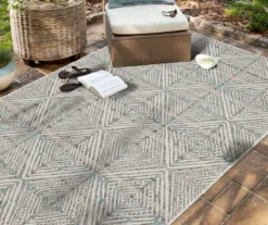 Poolside Diamond Light Gray & Turquoise Outdoor Area Rug, (5' 3" X 7.5') 15 Poolside Diamond Light Gray & Turquoise Outdoor Area Rug, (5' 3" X 7.5') -DHP Sales Store 810601185 A0 3