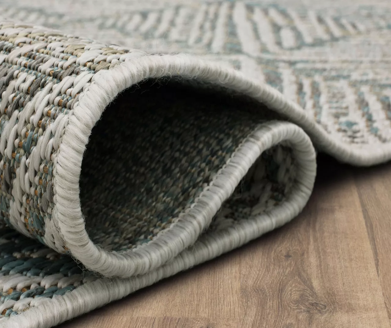 Poolside Diamond Light Gray & Turquoise Outdoor Area Rug, (5' 3" X 7.5') 11 Poolside Diamond Light Gray & Turquoise Outdoor Area Rug, (5' 3" X 7.5') - Image 9