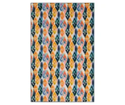 Dark Orange & Navy Watercolor Ikat Area Rug, (2' X 3')