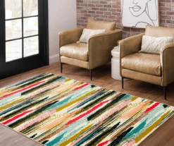 Beige & Multi-Color Brushed Stripe Area Rug -DHP Sales Store 810601254 A0 4