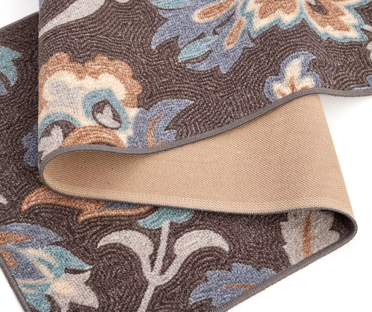 Jacobean Gray & Blue Floral Runner Rug, (2' X 6') 4 Jacobean Gray & Blue Floral Runner Rug, (2' X 6') - Image 2