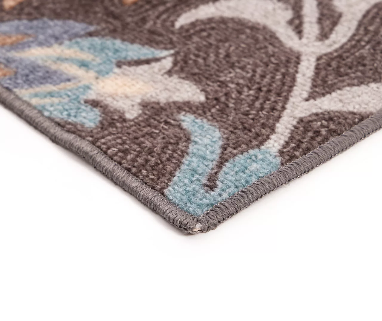 Jacobean Gray & Blue Floral Runner Rug, (2' X 6') 5 Jacobean Gray & Blue Floral Runner Rug, (2' X 6') - Image 3