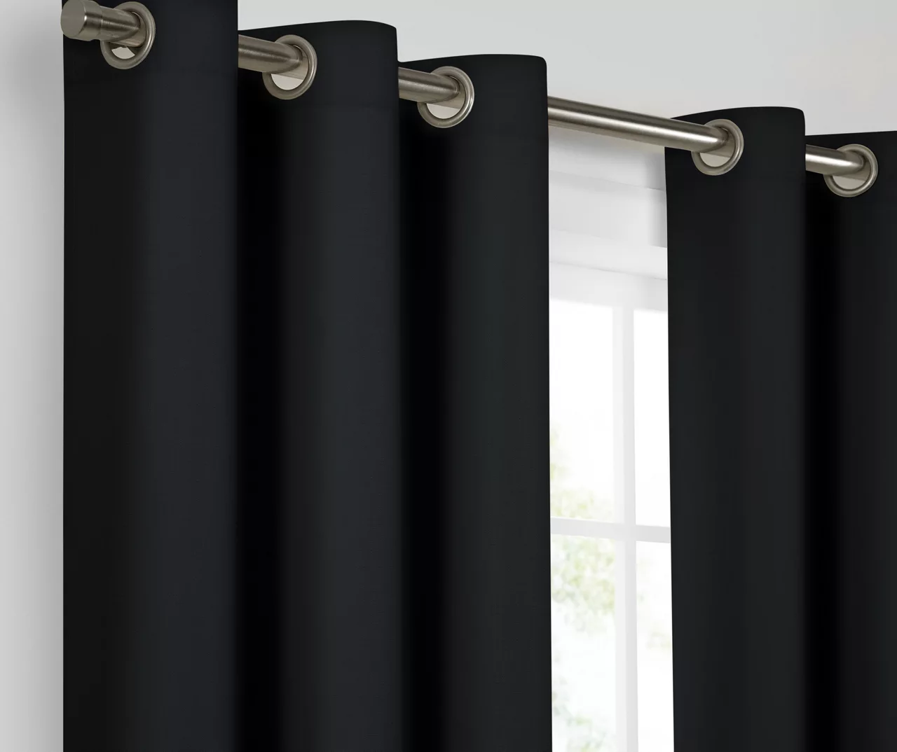 Kendall Black Blackout Grommet Curtain Panel, (63") 6 Kendall Black Blackout Grommet Curtain Panel, (63") - Image 4