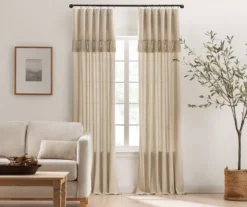 Lucinda Beige Light-Filtering Ring-Top Valance, (84")