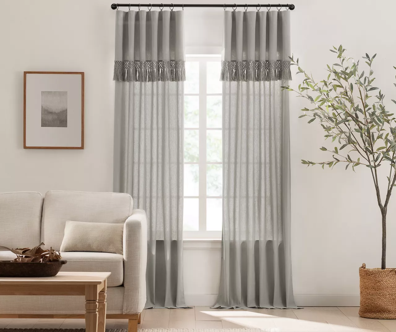 Lucinda Gray Light-Filtering Ring-Top Valance, (108") 3 Lucinda Gray Light-Filtering Ring-Top Valance, (108")