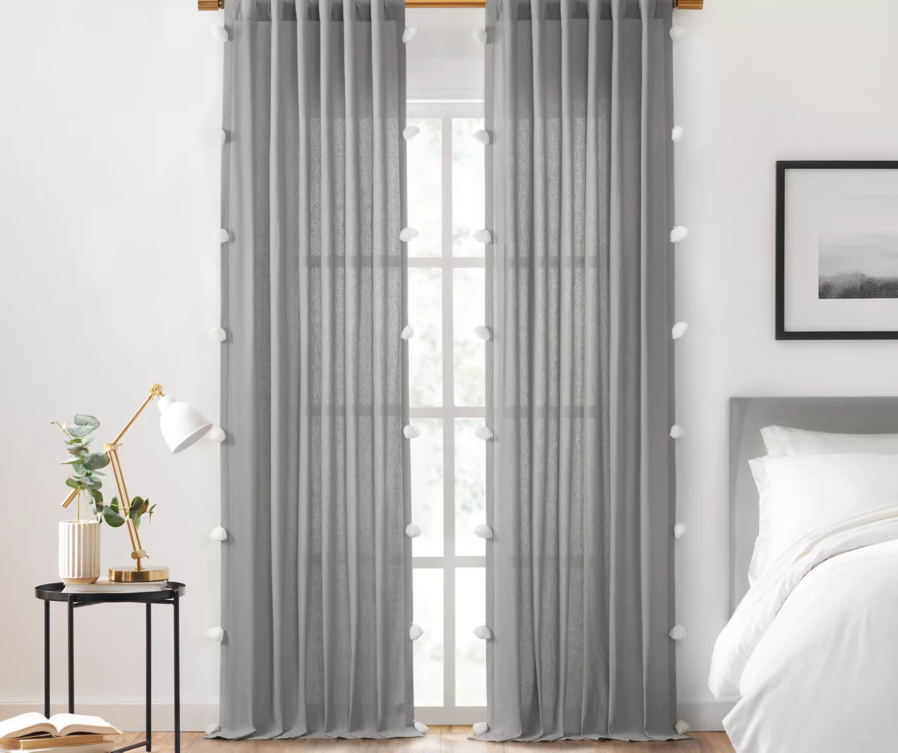Ardmore Gray Tassel-Accent Light-Filtering Rod Pocket Curtain Panel, (84") 3 Ardmore Gray Tassel-Accent Light-Filtering Rod Pocket Curtain Panel, (84")