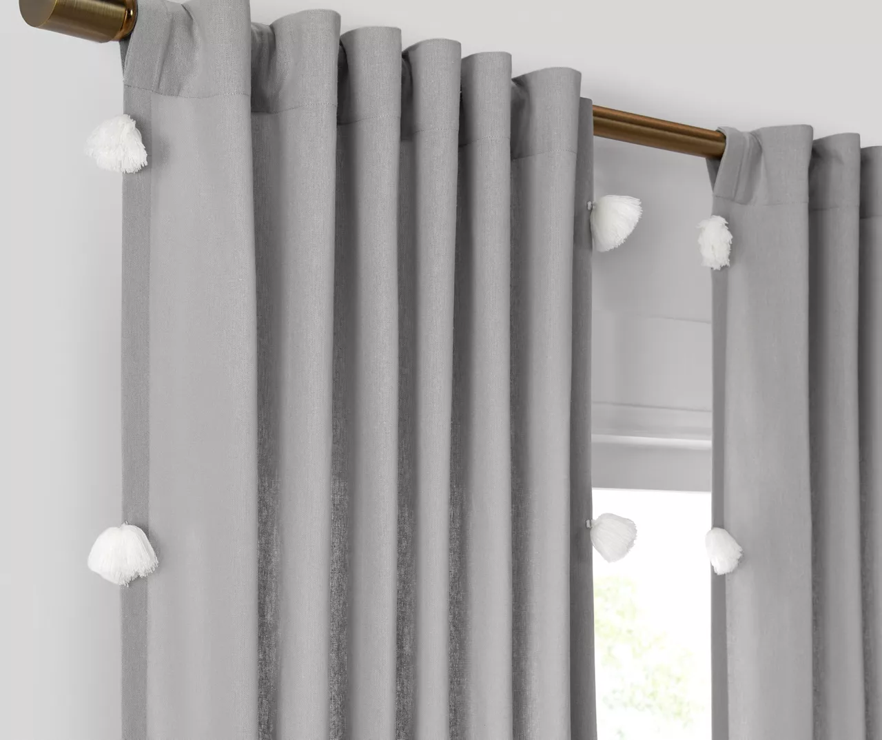 Ardmore Gray Tassel-Accent Light-Filtering Rod Pocket Curtain Panel, (95") 5 Ardmore Gray Tassel-Accent Light-Filtering Rod Pocket Curtain Panel, (95") - Image 3