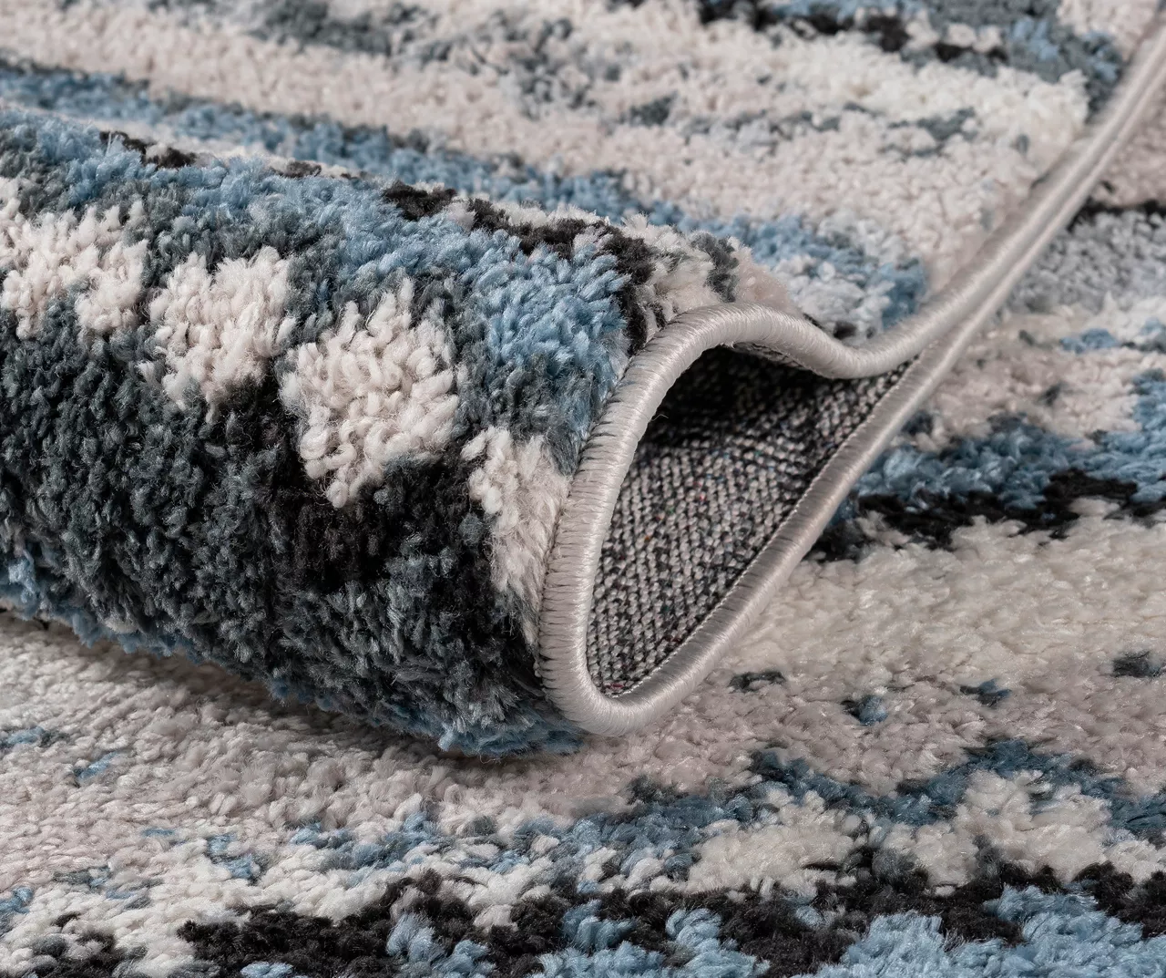 Karly Blue & Gray Watercolor Abstract Stripe Runner Rug, (2.5' X 7.4') 10 Karly Blue & Gray Watercolor Abstract Stripe Runner Rug, (2.5' X 7.4') - Image 8