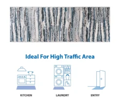 Karly Blue & Gray Watercolor Abstract Stripe Runner Rug, (2.5' X 7.4') 25 Karly Blue & Gray Watercolor Abstract Stripe Runner Rug, (2.5' X 7.4') -DHP Sales Store 810608531 B0 12