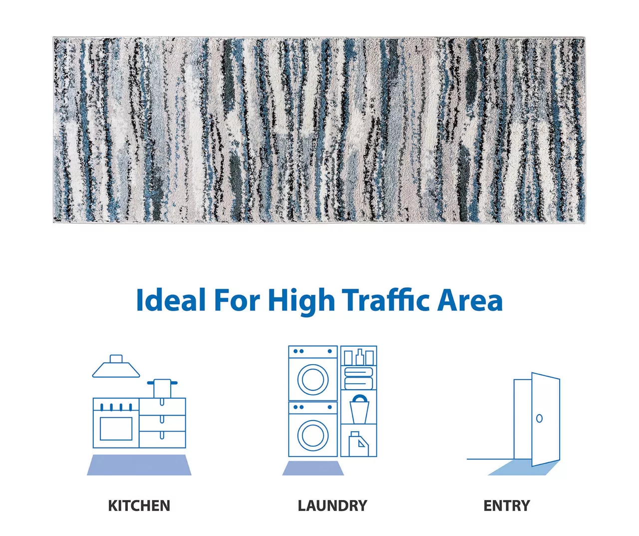 Karly Blue & Gray Watercolor Abstract Stripe Runner Rug, (2.5' X 7.4') 14 Karly Blue & Gray Watercolor Abstract Stripe Runner Rug, (2.5' X 7.4') - Image 12