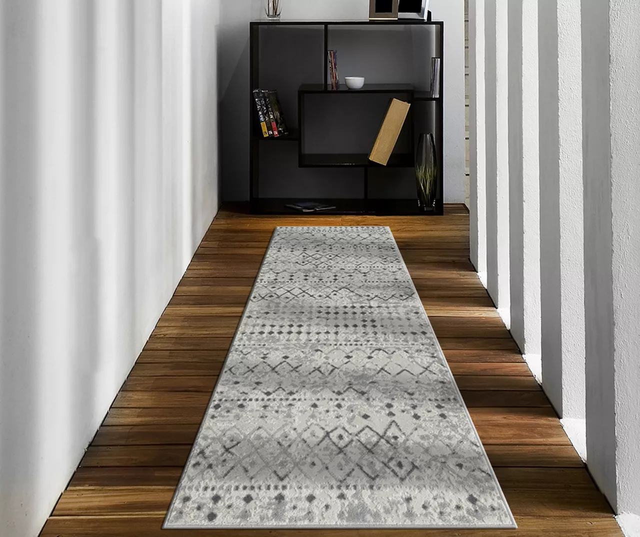 Jessica Light Gray & Cream Moroccan Geo Runner Rug, (2.5' X 7.4') 5 Jessica Light Gray & Cream Moroccan Geo Runner Rug, (2.5' X 7.4') - Image 3