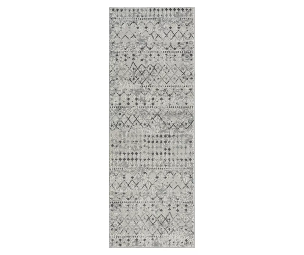 Jessica Light Gray & Cream Moroccan Geo Runner Rug, (2.5' X 7.4') 3 Jessica Light Gray & Cream Moroccan Geo Runner Rug, (2.5' X 7.4')