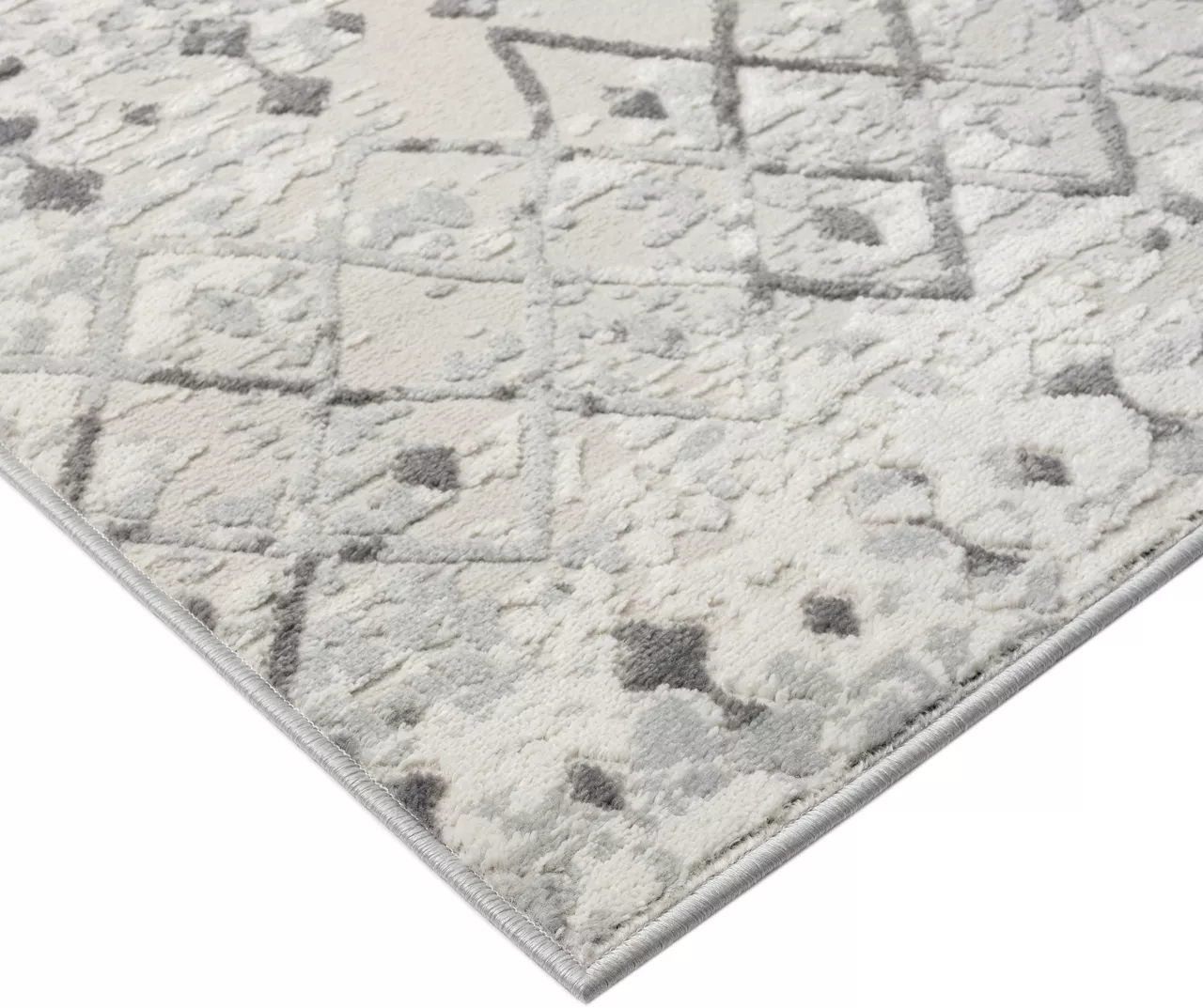 Jessica Light Gray & Cream Moroccan Geo Runner Rug, (2.5' X 7.4') 7 Jessica Light Gray & Cream Moroccan Geo Runner Rug, (2.5' X 7.4') - Image 5