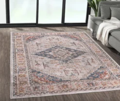 Larissa Orange & Navy Distressed Medallion Area Rug -DHP Sales Store 810608557 810608559 810608560 A0 1