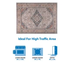 Larissa Orange & Navy Distressed Medallion Area Rug -DHP Sales Store 810608557 810608559 810608560 B0 13