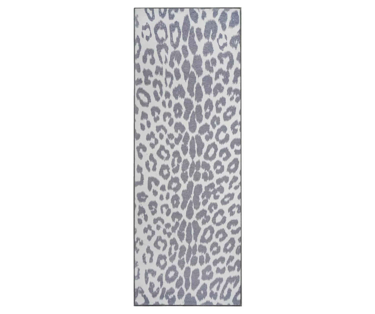 My Magic Carpet Miya Gray & White Leopard Print Washable Runner Rug, (2.5' X 7') 3 My Magic Carpet Miya Gray & White Leopard Print Washable Runner Rug, (2.5' X 7')