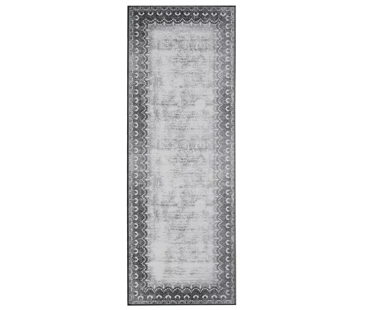 My Magic Carpet Dardon Gray Scallop-Border Washable Runner Rug, (2.5' X 7') 3 My Magic Carpet Dardon Gray Scallop-Border Washable Runner Rug, (2.5' X 7')